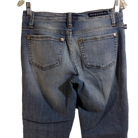 Rock & Republic indee jeans womens size 2 blue distressed denim stretch - Picture 7 of 10